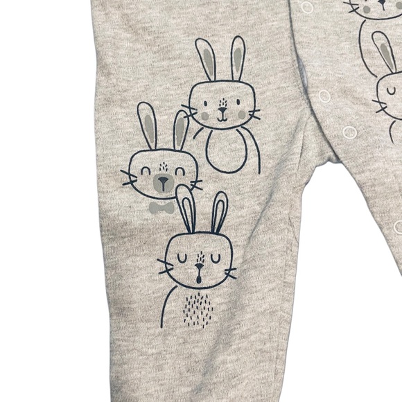 ABSORBA Baby Gray Bunny Print Footie Sleeper - Picture 5 of 6